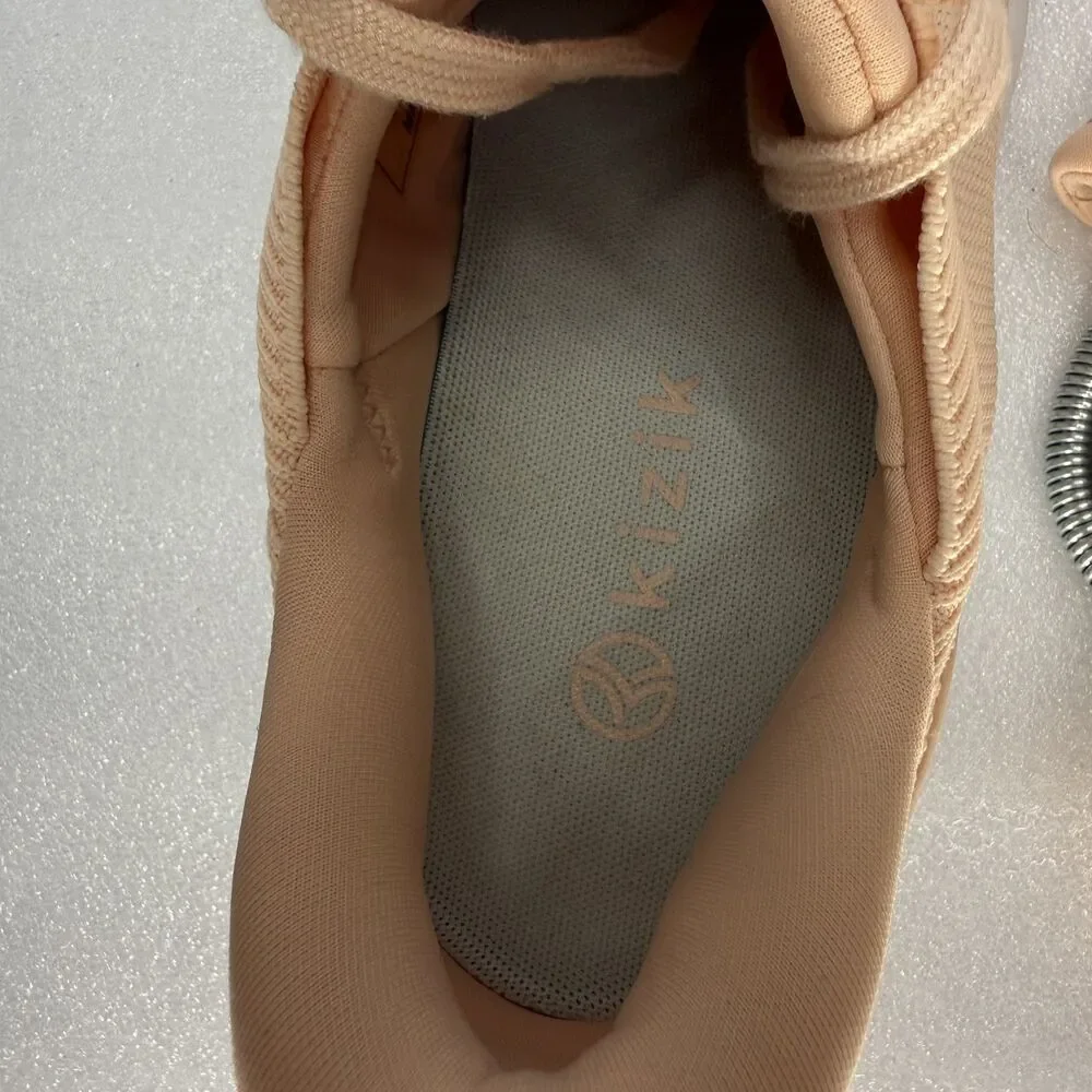 Kizik Athens Shoes Womans 8 Wide Hands Free Slip On Fawn Peaches And Cream Logo